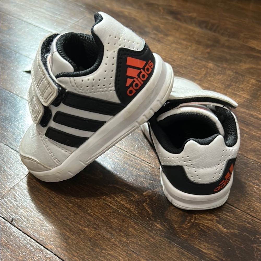 Adidas White and Black Velcro Baby Sneakers